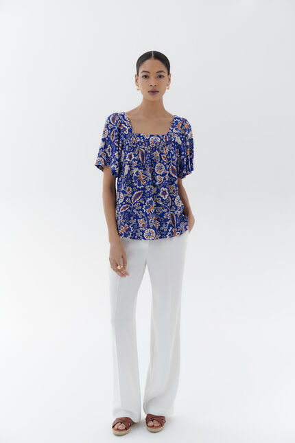 Blouse clem bleu turquoise femme