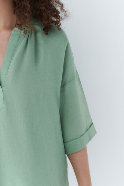 Blouse caliseo 100% lin vert clair femme