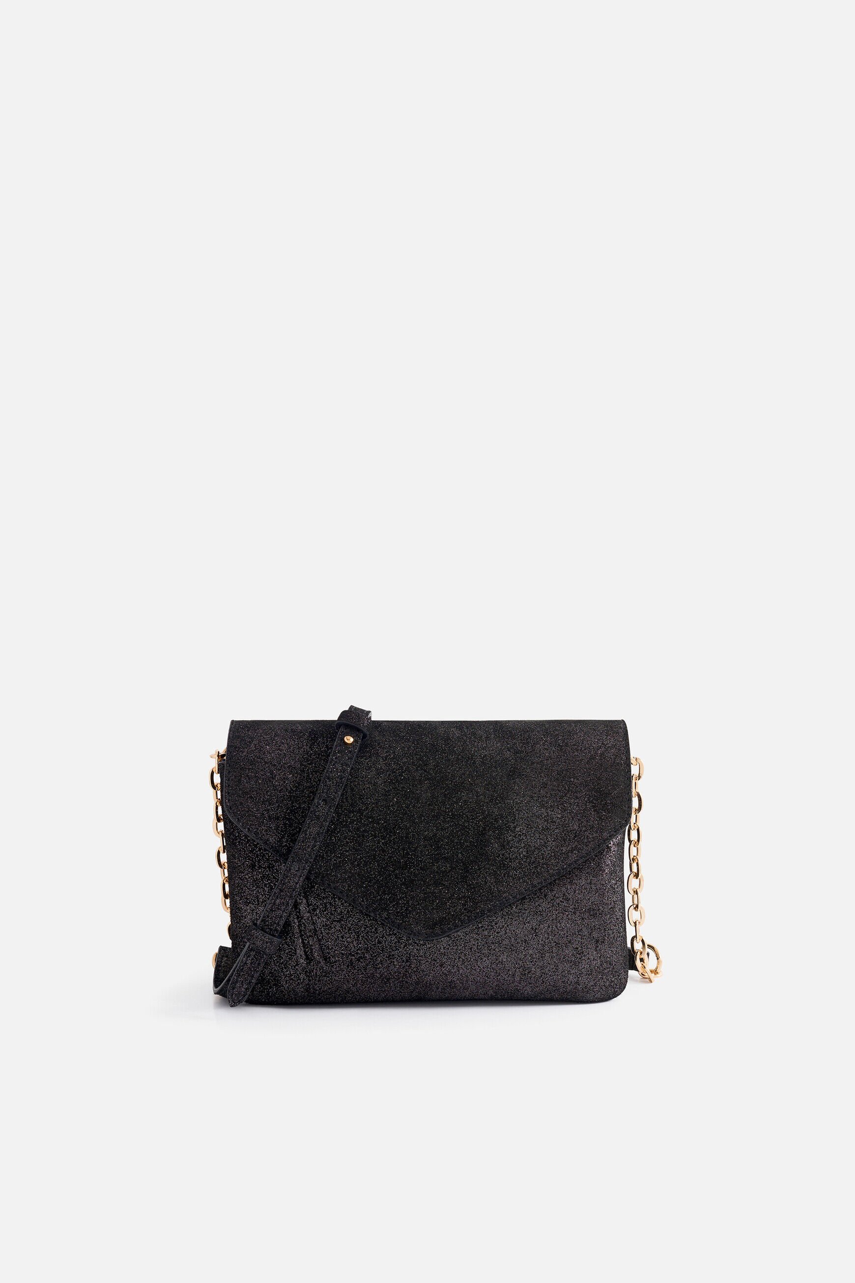 Sac solina en croûte de cuir noir femme