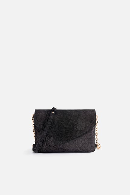 Sac solina en croûte de cuir noir femme