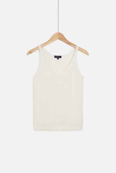 Débardeur john en maille de coton ivoire femme