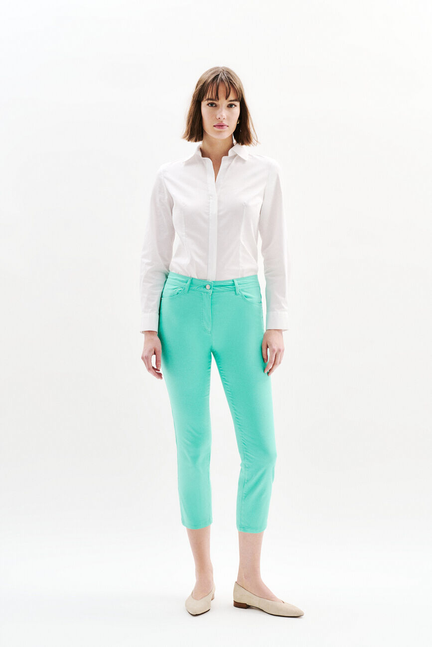 pantacourt mason vert menthe femme