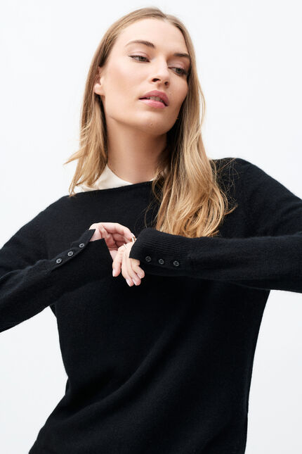 Pull mzoan 100% cachemire noir femme