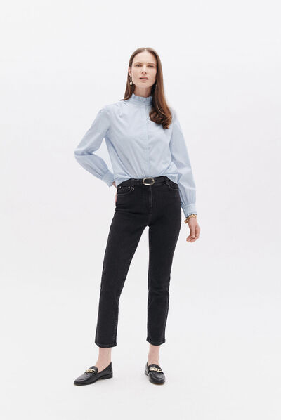 Camisa cantoine denim stone mulher