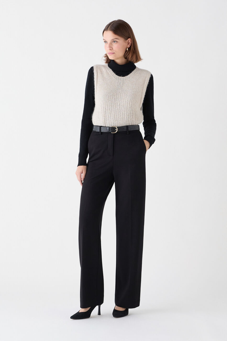Pantalon plea noir femme