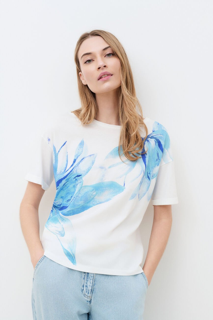 T-shirt Tim-Mom bleu marine femme