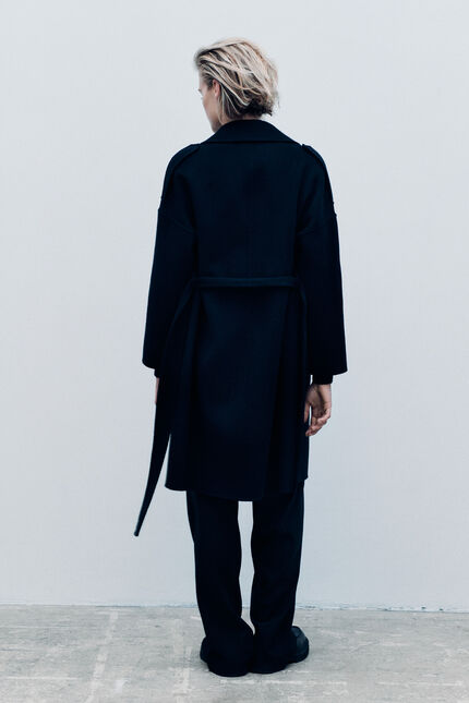 Manteau geant 100% laine noir femme