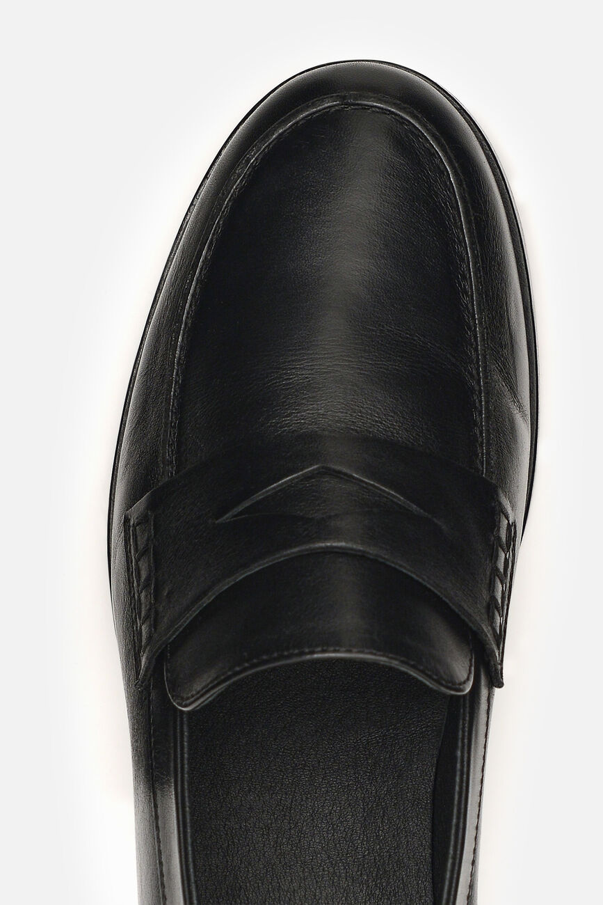 Mocasines Emi de cuero natural negro mujer