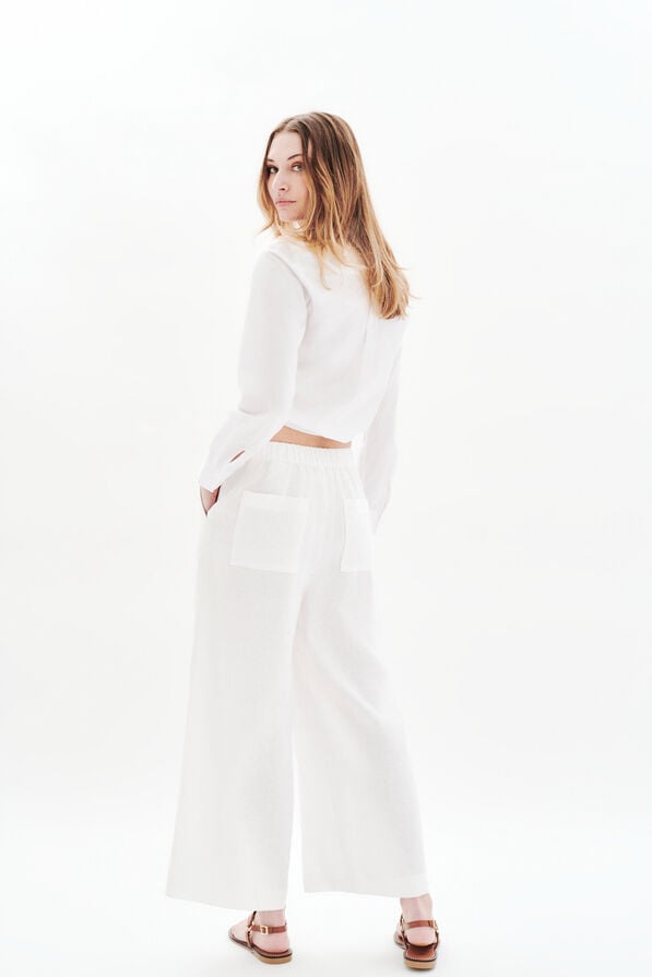 pantalon pandi 100 lin blanc femme Pantalon pandi 100% lin blanc femme