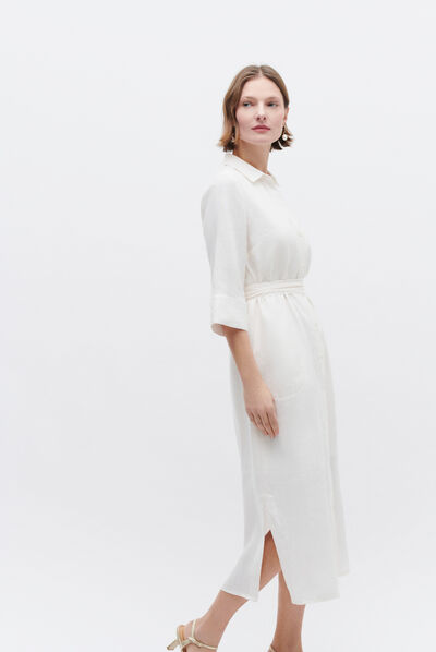 robe yana 100% lin ivoire femme