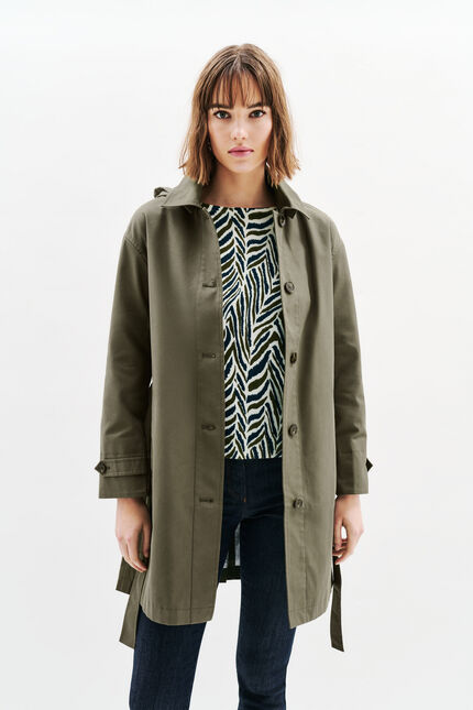 Trench gabardine vert kaki femme