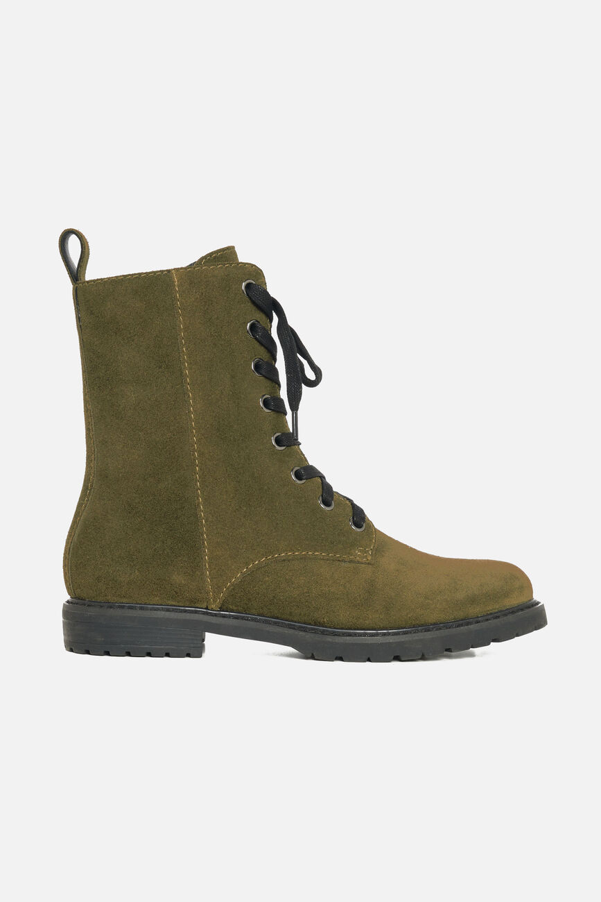 chaussures gine 100% cuir vert kaki femme