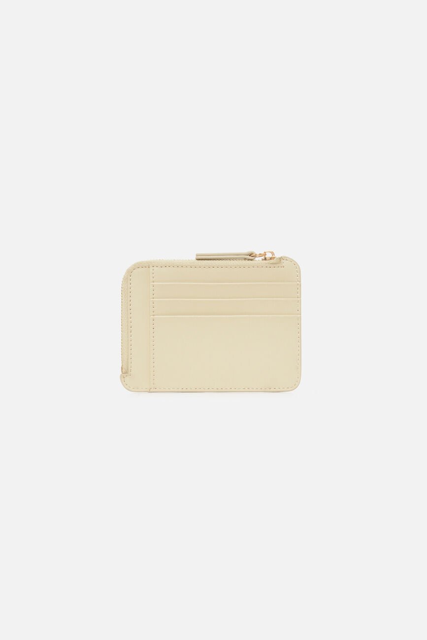 Portacarte Stanley in pelle naturale ecru donna