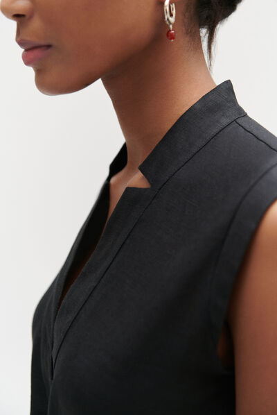 Robe longue amy 100% lin noir femme