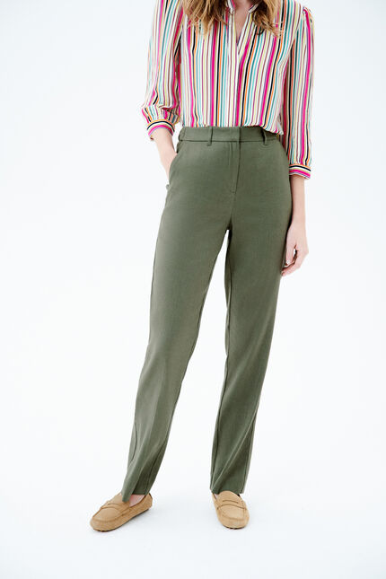 Pantalon pierrot vert kaki femme