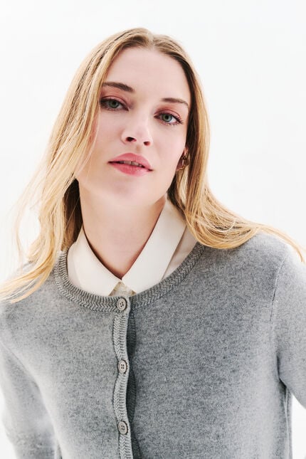 Cardigan mcaroline 100 % kaschmir grau damen