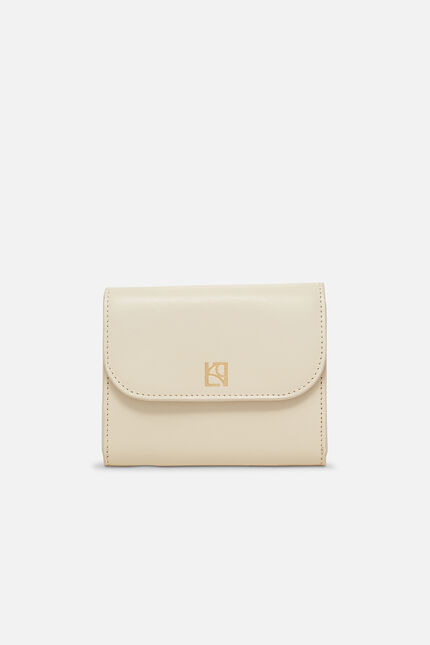 Porte-cartes sully en cuir naturel ecru femme