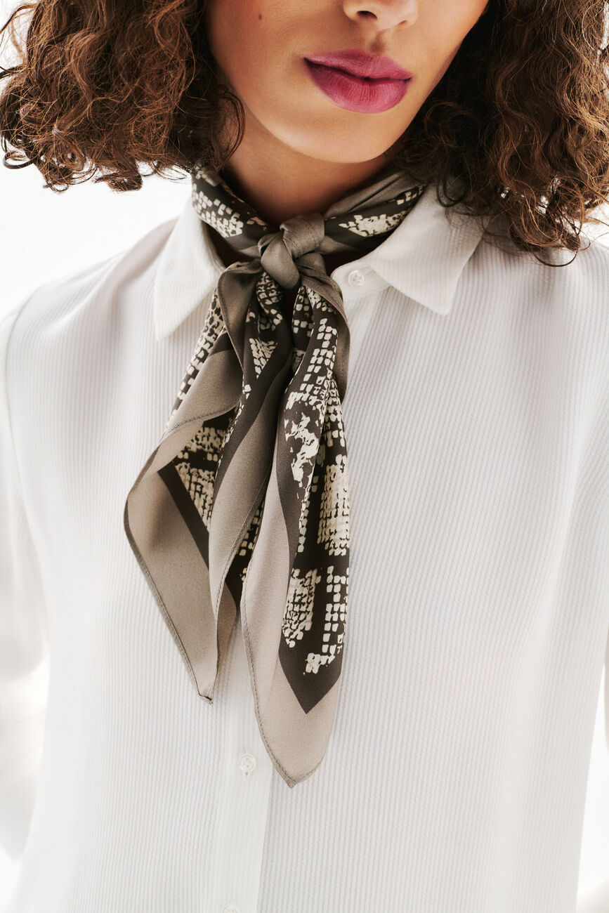 Foulard Lesnake 100% seta grigio talpa donna