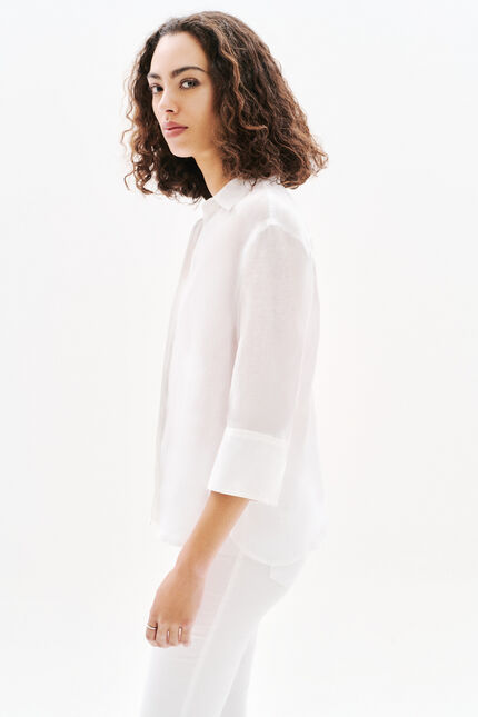 Chemise coraline 100% lin blanc femme