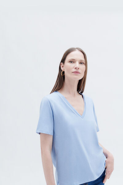 T-shirt tsally denim baby bleu femme
