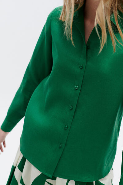 Camisa Brenda 100% linho verde menta mulher