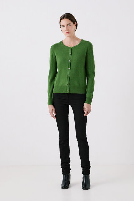 Gilet mcaroline 100 % cachemire vert femme