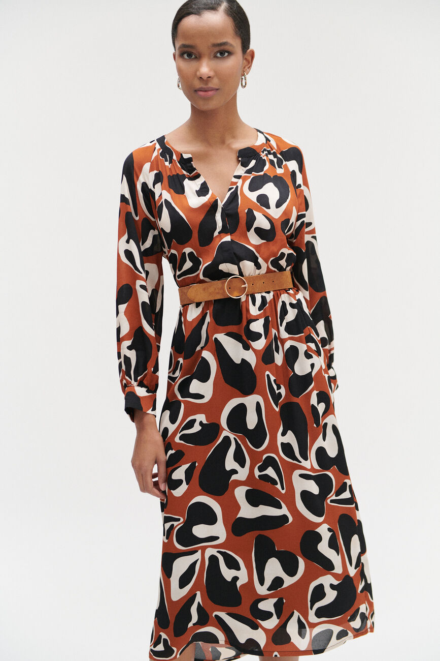 Bedrucktes Kleid Macha cognacbraun damen