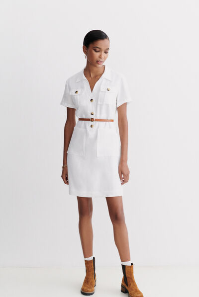 robe laure 100% lin blanc femme
