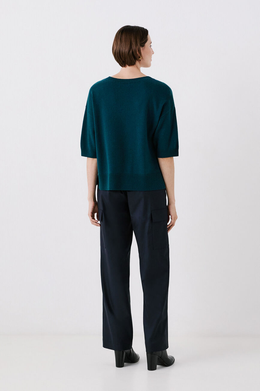 Pull mfisher 100% laine bleu canard femme