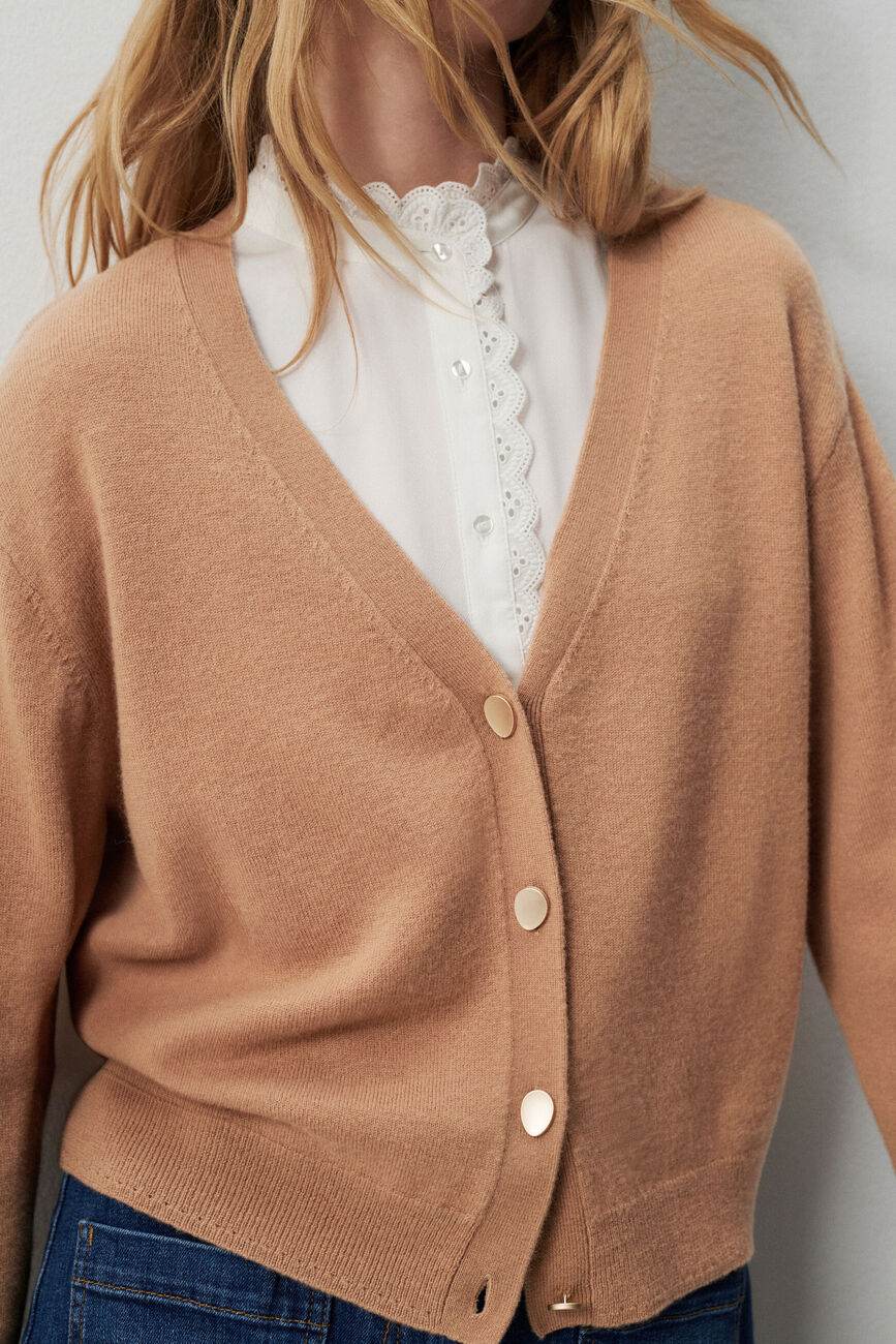 milou 100% wool cardigan camel woman