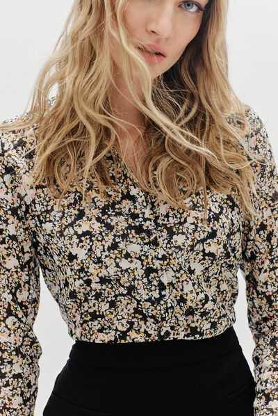 chemisier jessica fleurs noir femme