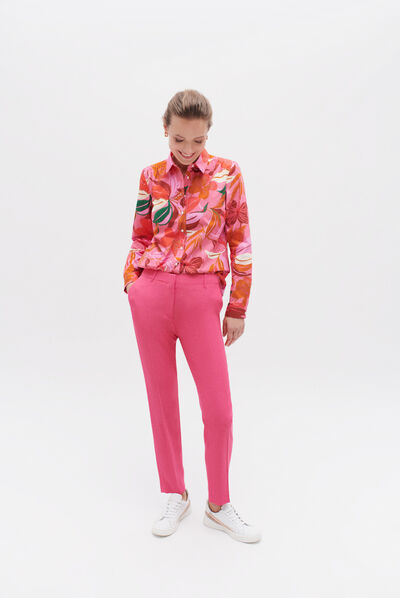 pantalon gautier rose fushia femme