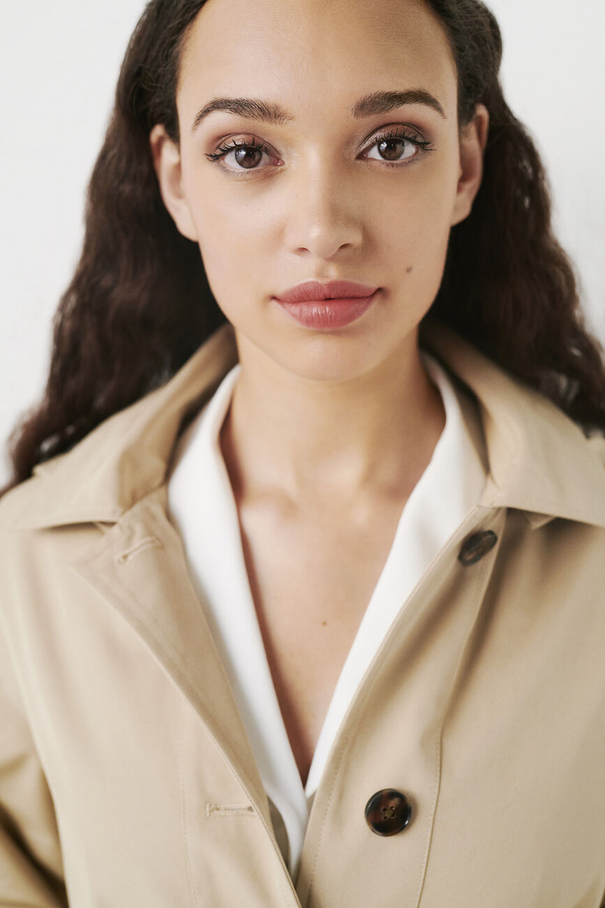 trench gabardine zand vrouw
