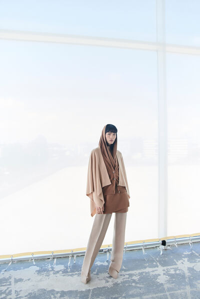 Poncho hera camel femme