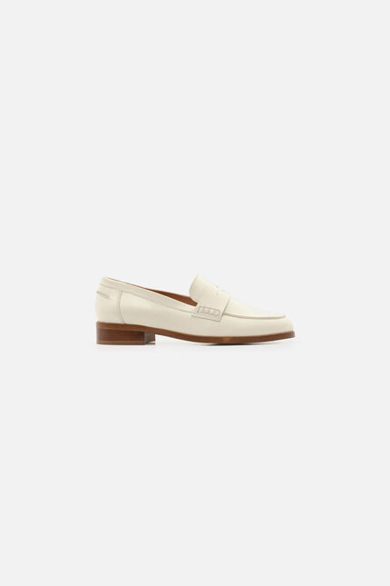 Natuurlijke leren mocassins Emi creme vrouw
