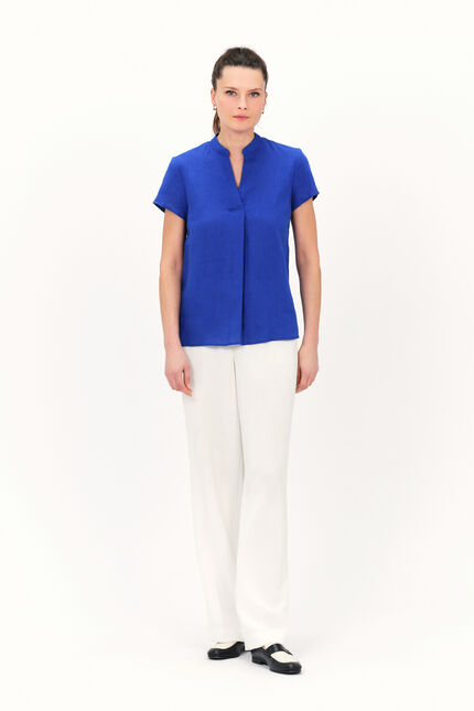 Bluse Kat 100 % Leinen türkisblau damen