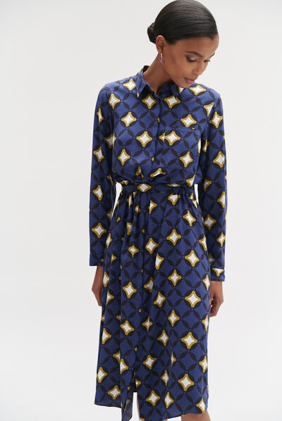 robe maya imprimée bleu electrique femme