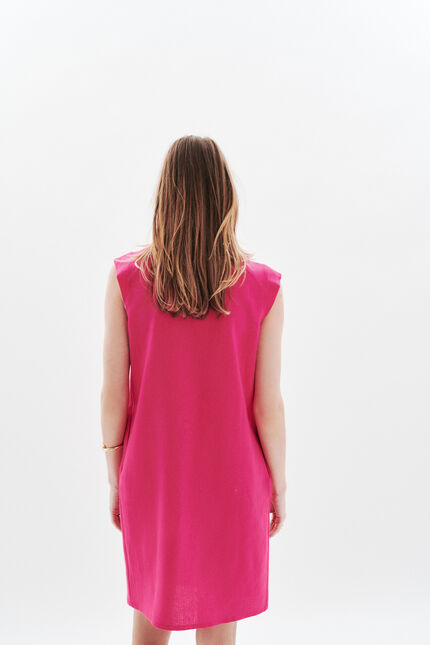 robe pamela 100% lin rose fushia femme