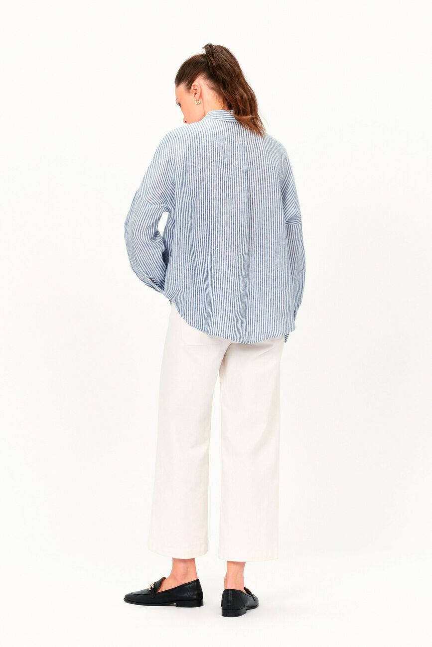 Chemise claude2 100% lin denim stone femme