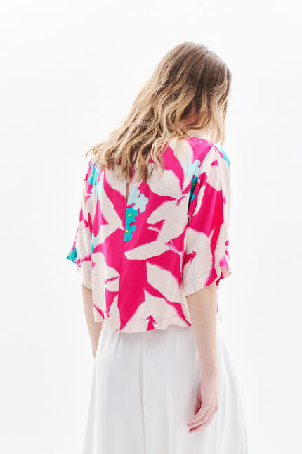 Blouse Cscarf rose fushia femme