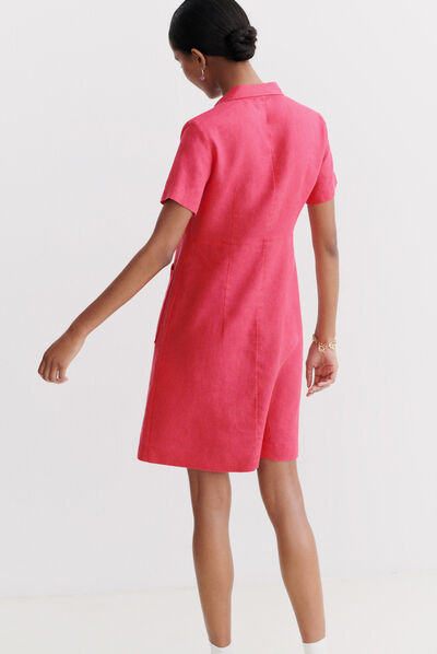 robe laure 100% lin rose fushia femme