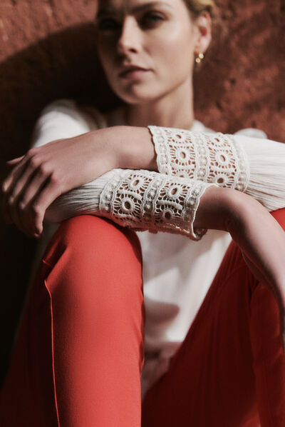 Camicetta Rose avorio donna