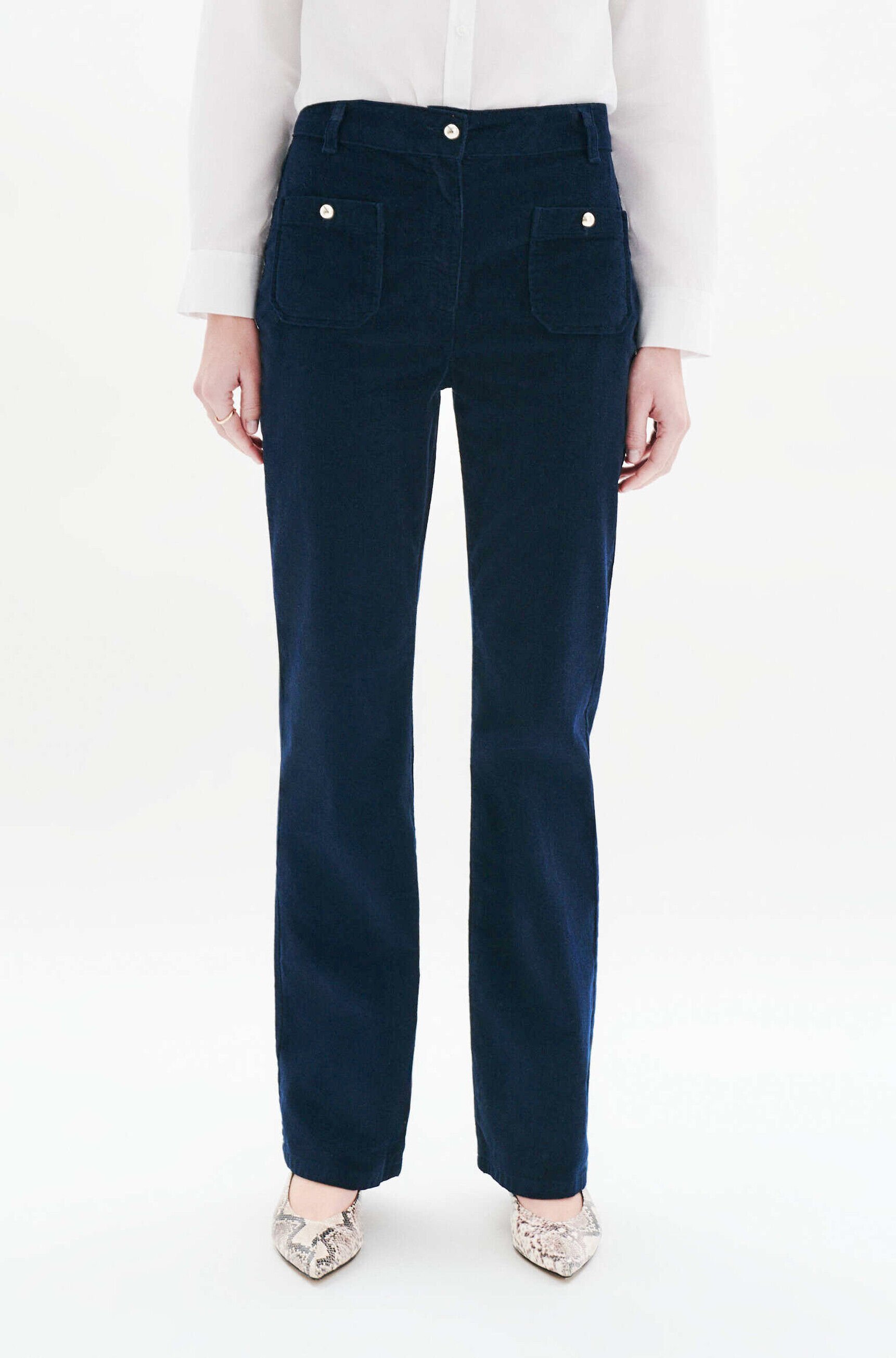 Pantalon pelley bleu marine femme
