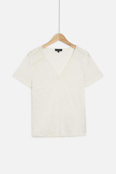 t-shirt lolita 100% lin ecru femme