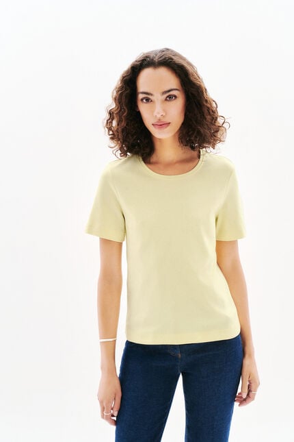 T-shirt thugo jaune pastel femme