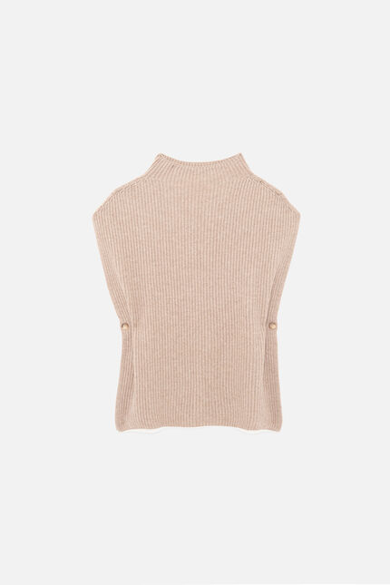 Poncho halba taupe femme