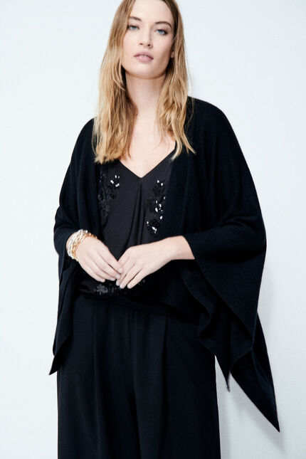 Poncho hera 100% cachemire noir femme