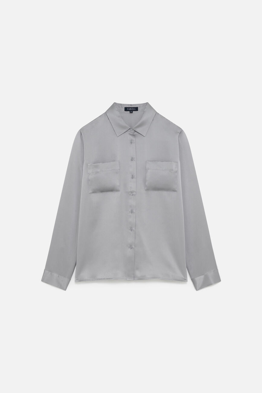 Jeanne b 100% silk shirt light grey woman