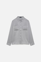 Jeanne b 100% silk shirt light grey woman
