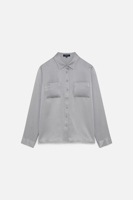 chemise jeanne b 100% soie gris clair femme